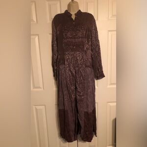 Citron Santa Monica Womens Top Purple Silk House Dress Tunic Button Artsy Boho